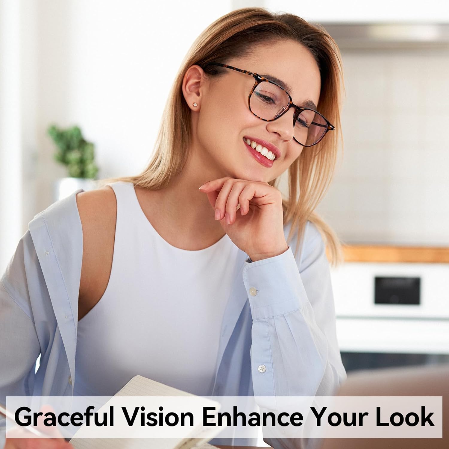 Dollger Blue Light Blocking Glasses for Women - Oversized Square Frame Computer Eyewear, Anti Eye Strain, Lightweight