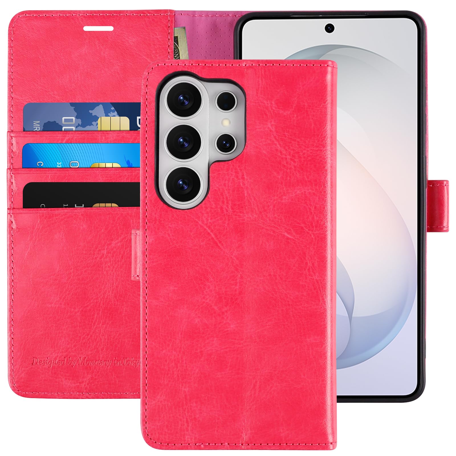 Evita robos RFID con esta funda tipo libro rosa para Samsung S26 Ultra 5G 8