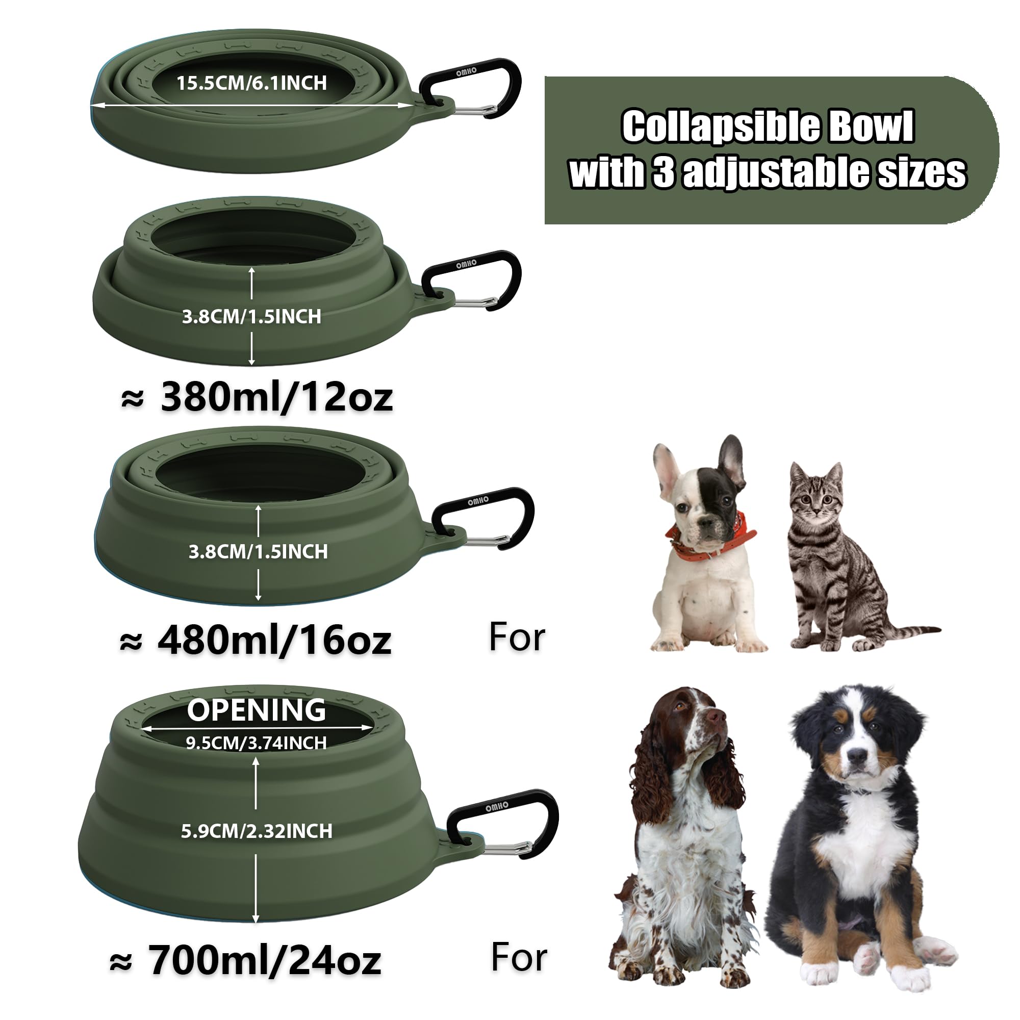 OHMO Collapsible Dog Bowl Large Anti Tip Over Wide Base Small Opening, Dog Travel Bowl - Image 4