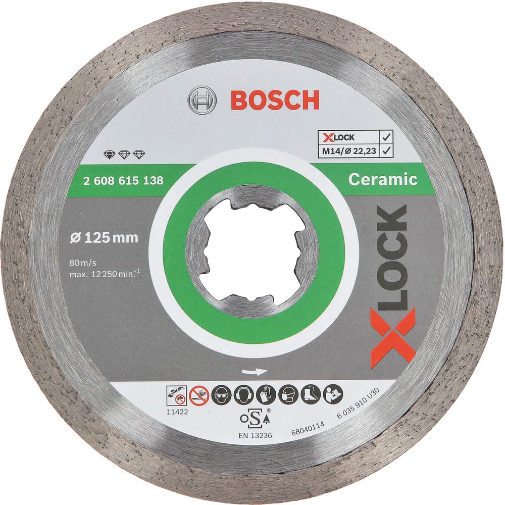 Bosch Professional 2608615138 Standard Diamond Cutting Disc for Ceramic X-Lock, Diameter 125 mm, Bore Diameter 22.23 mm