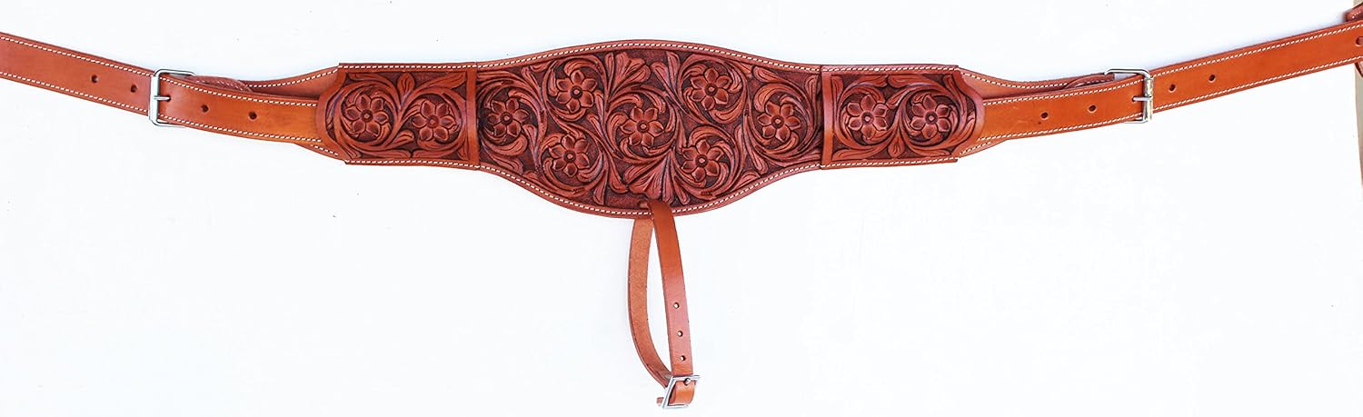 CHALLENGER Horse Western Floral Tooled Leather Rear Flank Saddle Cinch w/Billets 9772FL