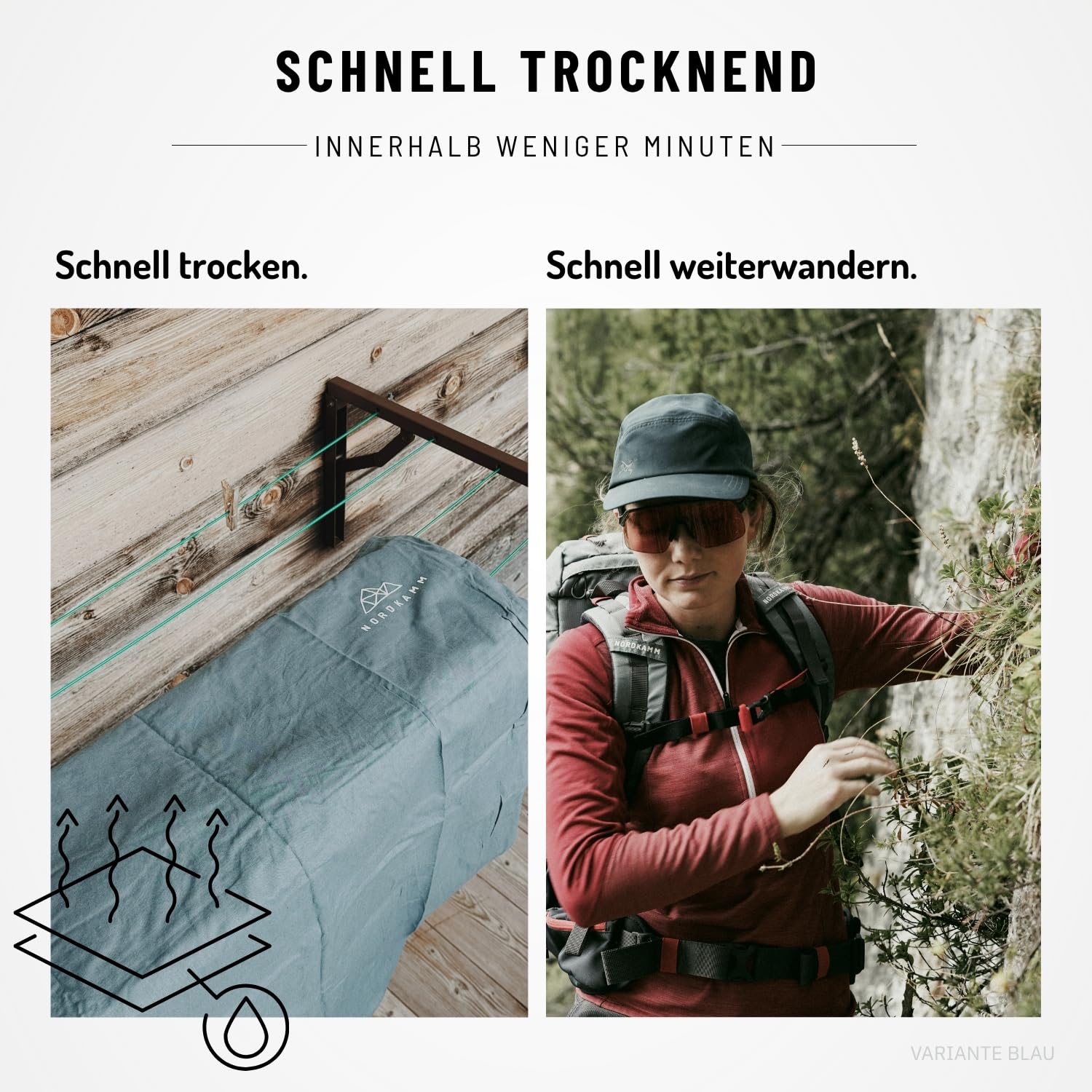 NORDKAMM® Hüttenschlafsack aus Baumwolle Ultraleicht (360 g), waschbares Schlafsack Inlett (210 x 80 cm), Hüttenschlafsack leicht kombinierbar, Schlafsack leicht kleines Packmaß, Sleeping Bag Liner