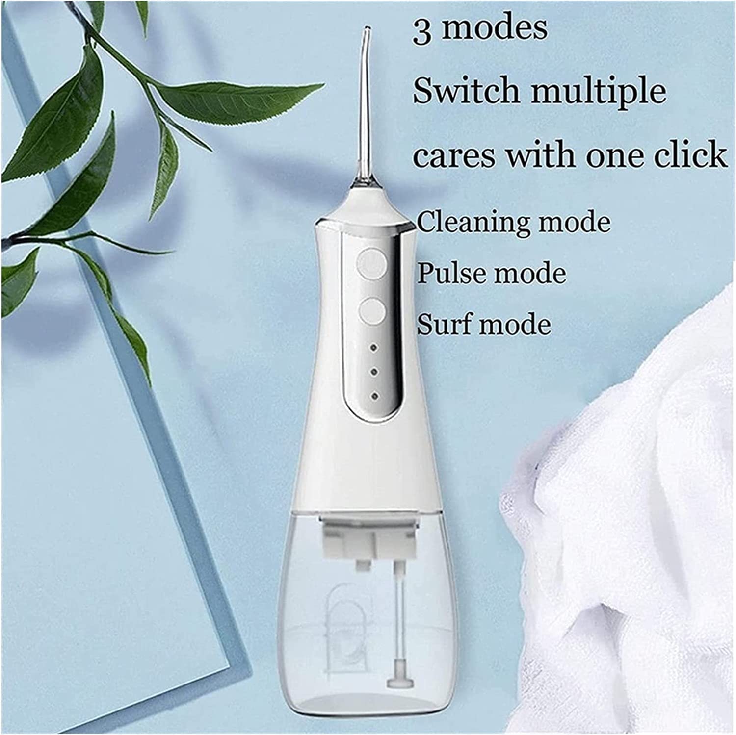 GeRRiT Water Flosser Irrigatore orale dentale senza fili professionale 350ML Flosser portatile IPX6 Impermeabile 3 modalità 5 ugelli for la cura orale di apparecchi ortodontici Detergente for denti im