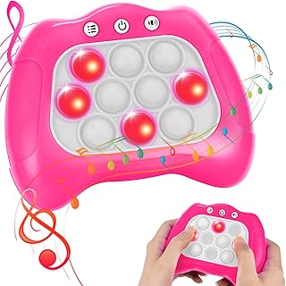 Quick Push Light-up Pop Game, Tusivo Fidget Toys for Kids and Adults, Electronic Handheld Fast Push Bubble Game, Decompression Stress Relief Toys Gift for 3 4 5 6 7 8 9 Year Old Boys & Girls (Pink)