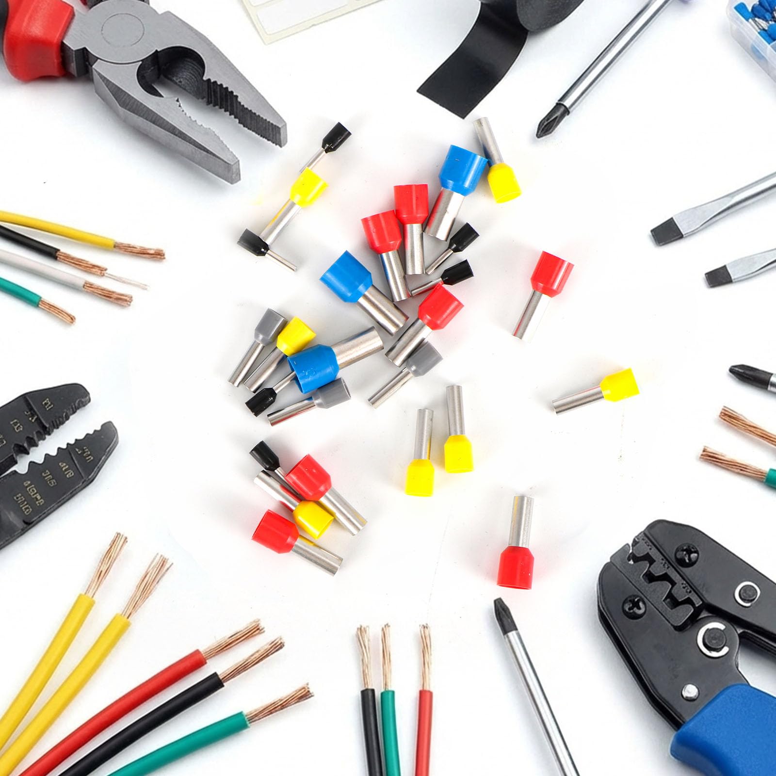 Lote de 200 Terminal del Extremo del Cable 6mm²x12mm, Juego de Férulas para Cable, Conexiones para Cables Electricos,Conector de Crimpado de Alambre Cobre para conexiones de cables （Amarillo）