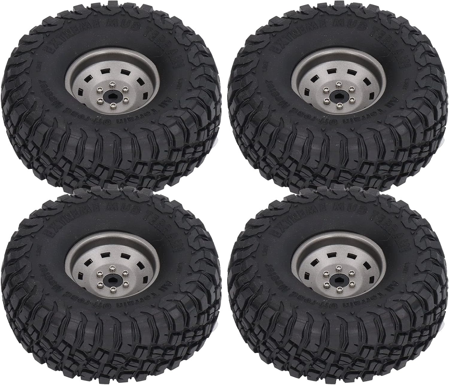 Raguso RC Wheel, 10 Holes 4pcs 1.7in Width RC Tires with Metal Rims for 1/10 RC Car (Gray), #812, RAGUSOZQV7WD4A2K-12
