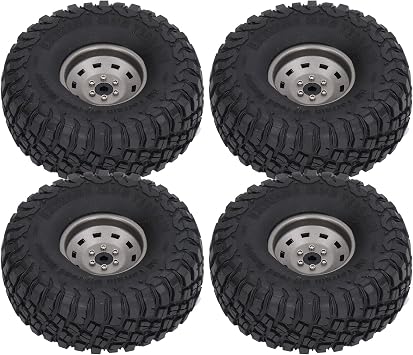 Raguso RC Wheel, 10 Holes 4pcs 1.7in Width RC Tires with Metal Rims for 1/10 RC Car Gray, #812, RAGUSOZQV7WD4A2K-12