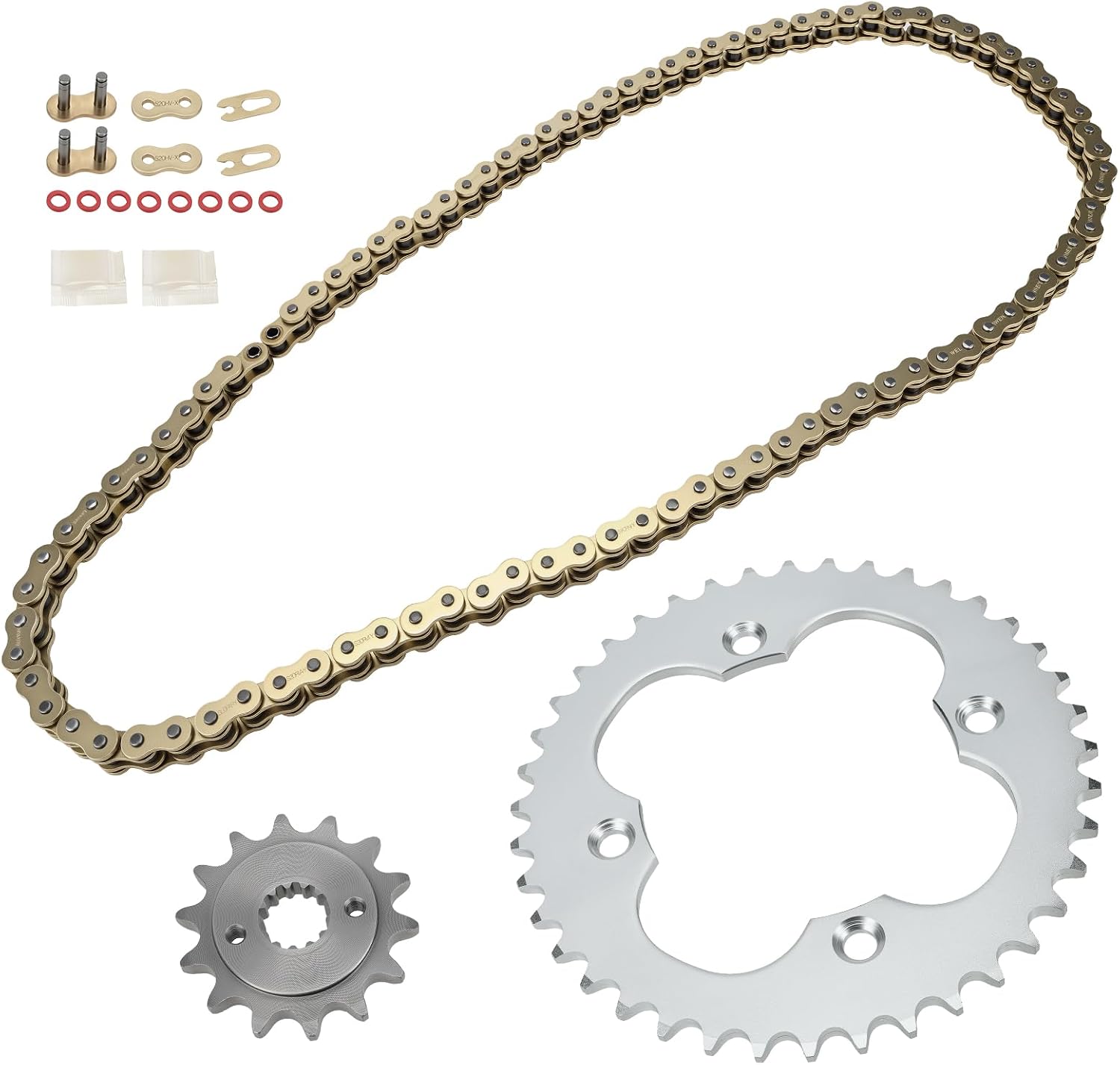 M MATI 96L X-Ring Drive Chain & Drive Sprocket Assembly for Suzuki QuadSport Z 400 LT-Z400 LT-Z400Z 2009 2012-2014 27600-43B20-096 27511-07G00 64511-33H00