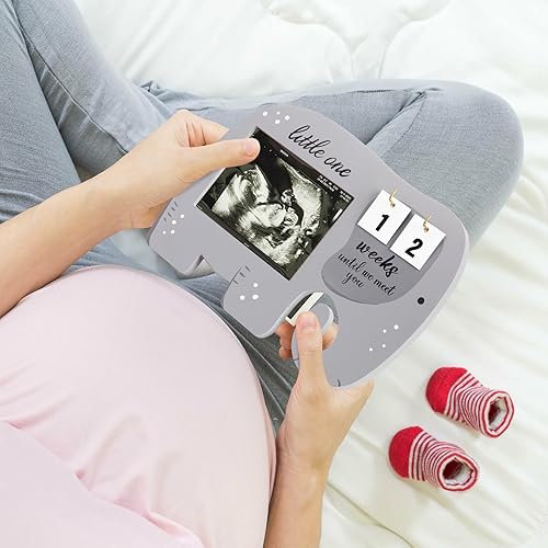 Miniatura 5 de Sereliy Marcos de fotos de ultrasonido con semanas de cuenta regresiva del bebé, marco de fotos de ecograma de bebé de 4 x 3, regalos de embarazo