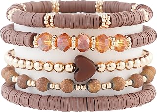 RISHEGAE Stackable Elastic Beaded Bracelets for Women Stretchy Bracelets