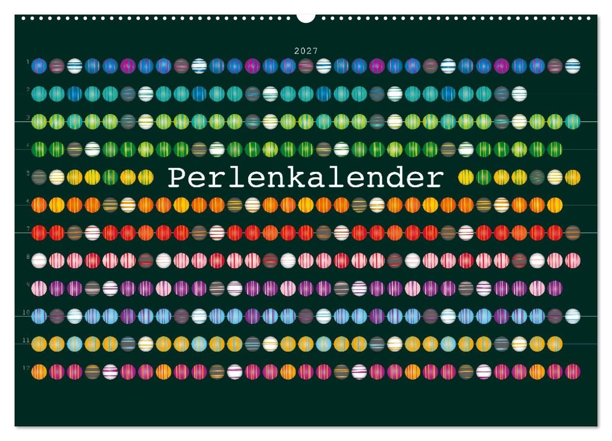 CALVENDO - Perlenkalender (Wandkalender 2027 DIN A2 quer), Monatskalender: Für jeden einzelnen Tag eine bezaubernde Schmuckperle