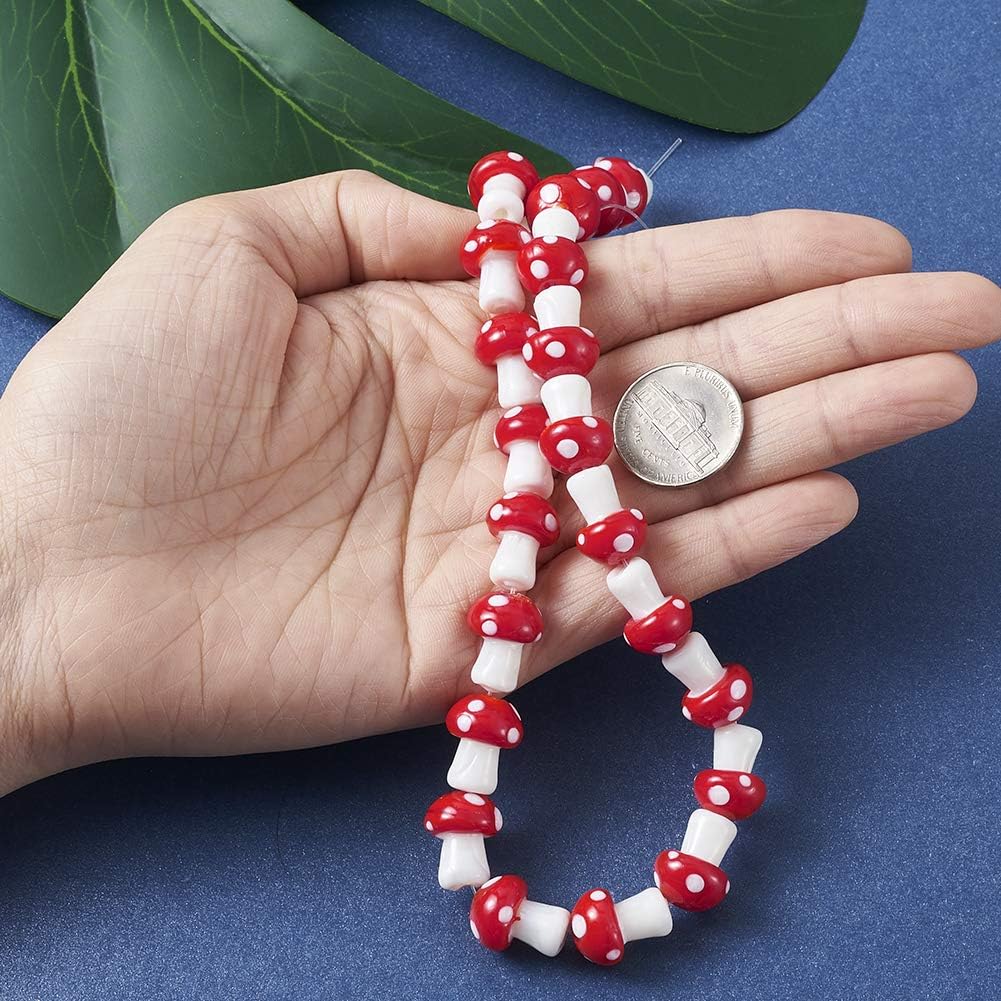 Craftdady 25pcs Handmade Lampwork Glass Mushroom Spacer Loose Beads 12x16mm for Jewelry Making, Hole: 2.5mm - Image 6