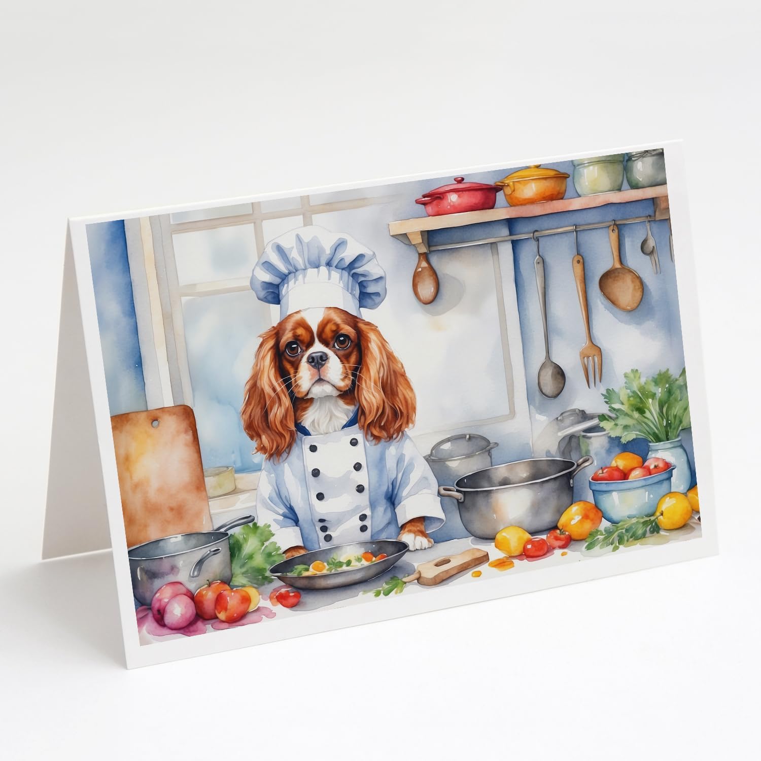 Caroline's Treasures Cavalier Spaniel The Chef Greeting Cards Pack of 8 Blank Cards with Envelopes Whimsical A7 Size 5x7 Blank Note Cards