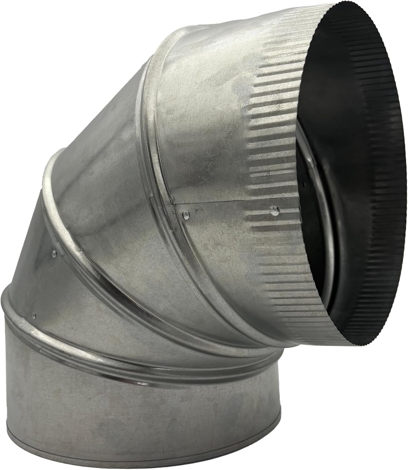 Mitchell Metal 12" Adjustable 90° Galvanized Duct Elbow - 28 Gauge HVAC Vent Connector for Round Air Ductwork