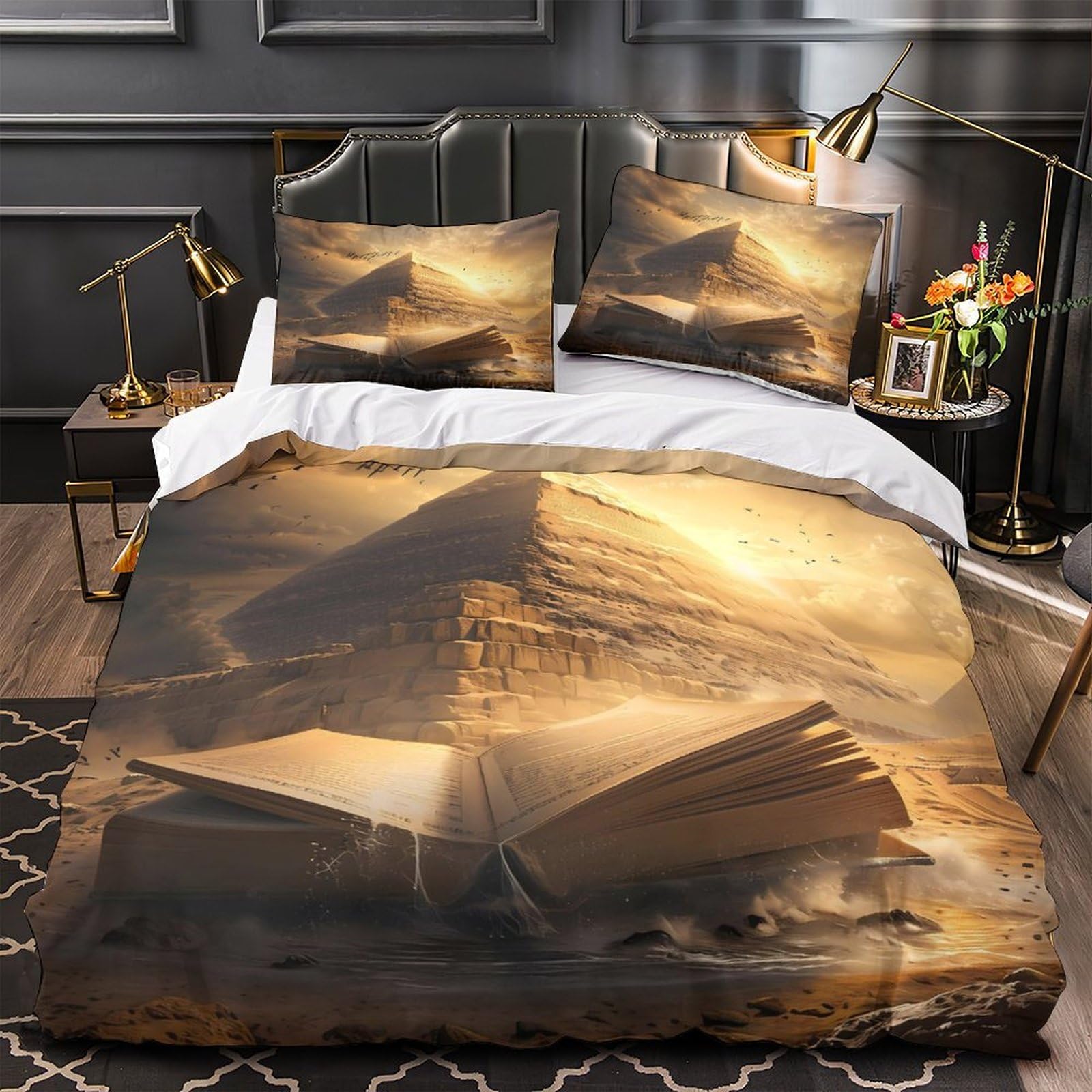 Parure de lit Pyramide Antique housse couette 135x200 microfibre 3D