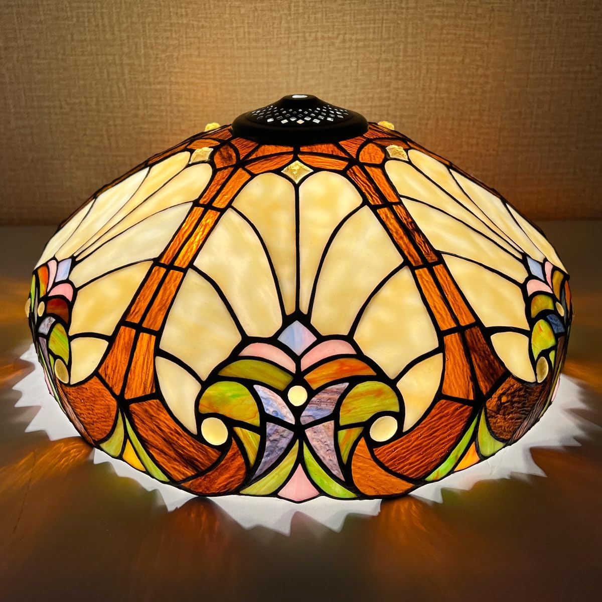 Tiffany Lamp Shade,16 inch Victorian Style Handcrafted Stained Glass Replacement Lampshade for Table Lamp and Floor Lamp