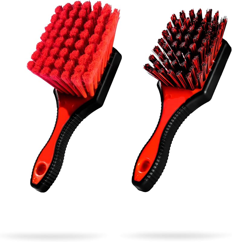 Adam's Wheel & Tire Brush Combo (2-Item) - Includes Wheel Brush & Tire Brush for Cleaning Rubber, Plastic, Chrome, Metal, Aluminum, Rim & Spoke Surfaces