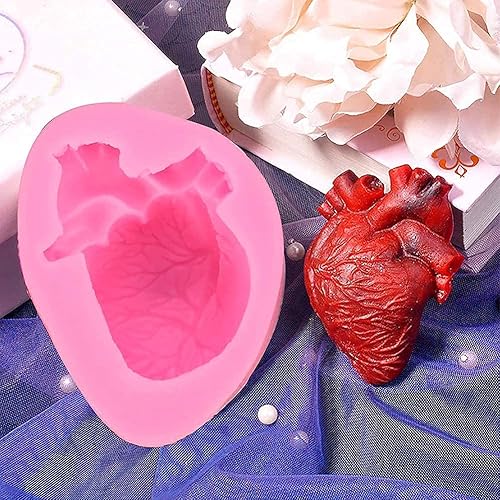 Miniatura 8 de WYD 2 piezas de molde de mousse de helado de corazón humano y cerebro 3D DIY Halloween órgano sorpresa molde de silicona para fondant de dulce de