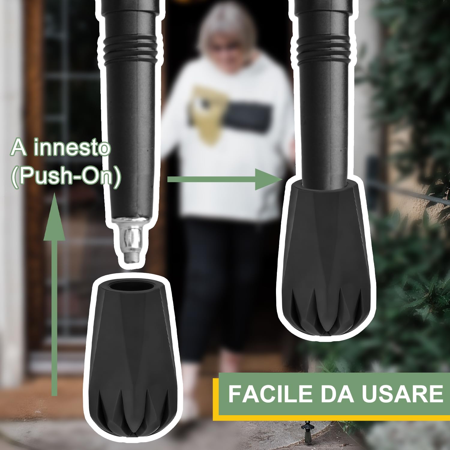 supregear Punte di Ricambio per Bastoni Da Trekking/escursionismo, Protezioni Terminali in Gomma Antiscivolo per Bastone Da Passeggio, Diametro Foro 11 mm (0,4"), 8 Pezzi