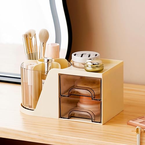 Miniatura 4 de Organizador de escritorio, soporte giratorio de 360 grados para bolígrafos con 6 compartimentos, caja de almacenamiento de suministros de arte para