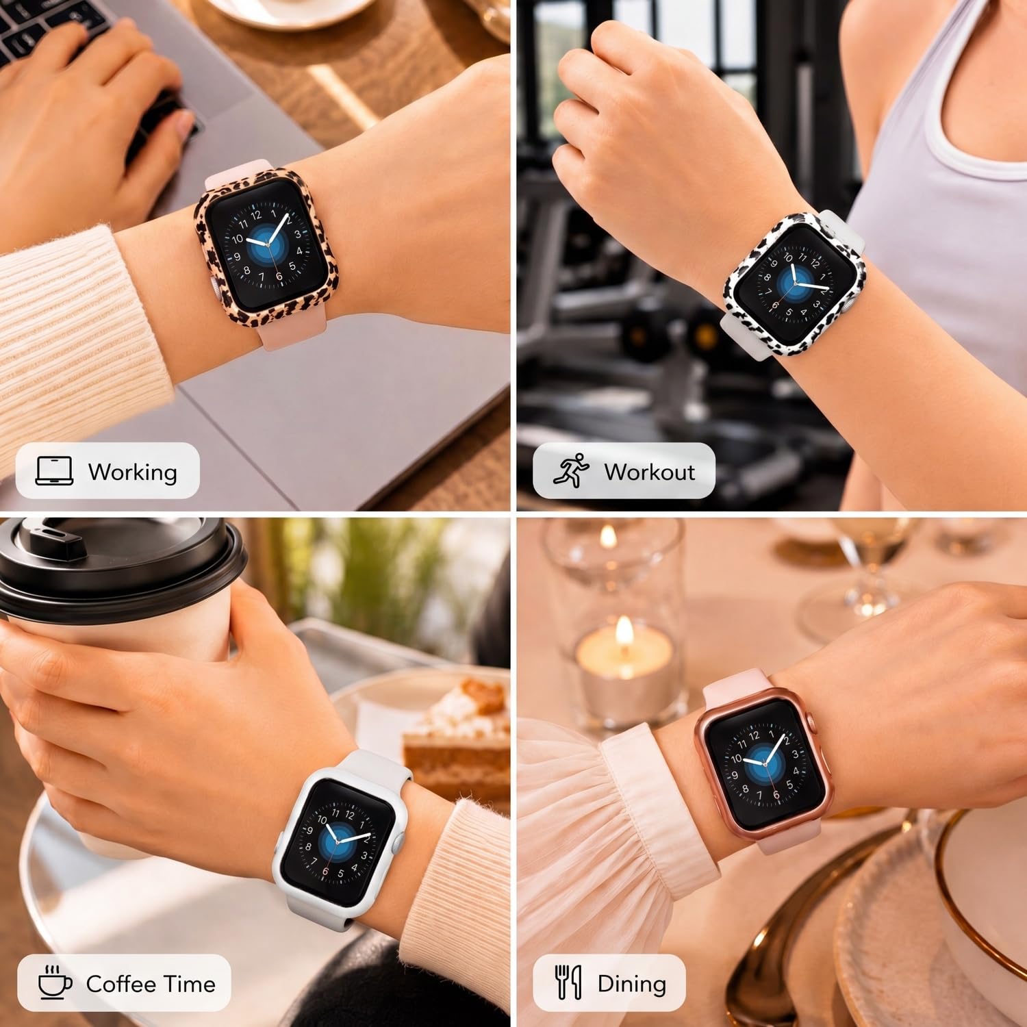 Sieral 24 pellicole protettive per smart watch, custodia rigida in policarbonato con custodia protettiva in vetro temperato, compatibile con iWatch per uomo e donna, colori assortiti (38 mm)