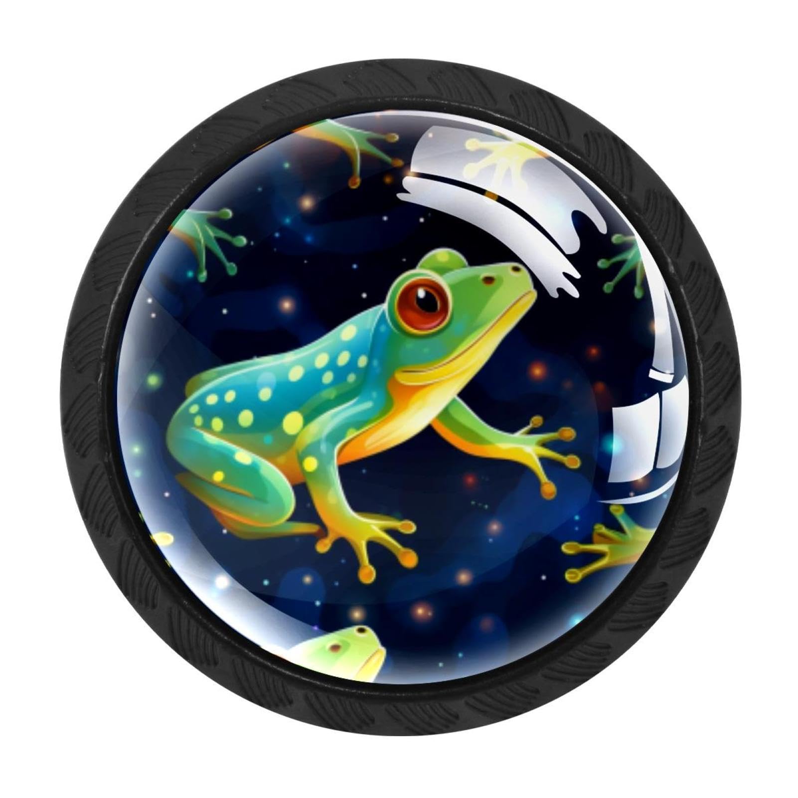 Chenzzzz Multicolored 06 4 Pcs Starry Frog Cabinet Knobs Crystal Drawer Pulls For Kitchen, Bathroom Cabinet, Dresser And Cupboard