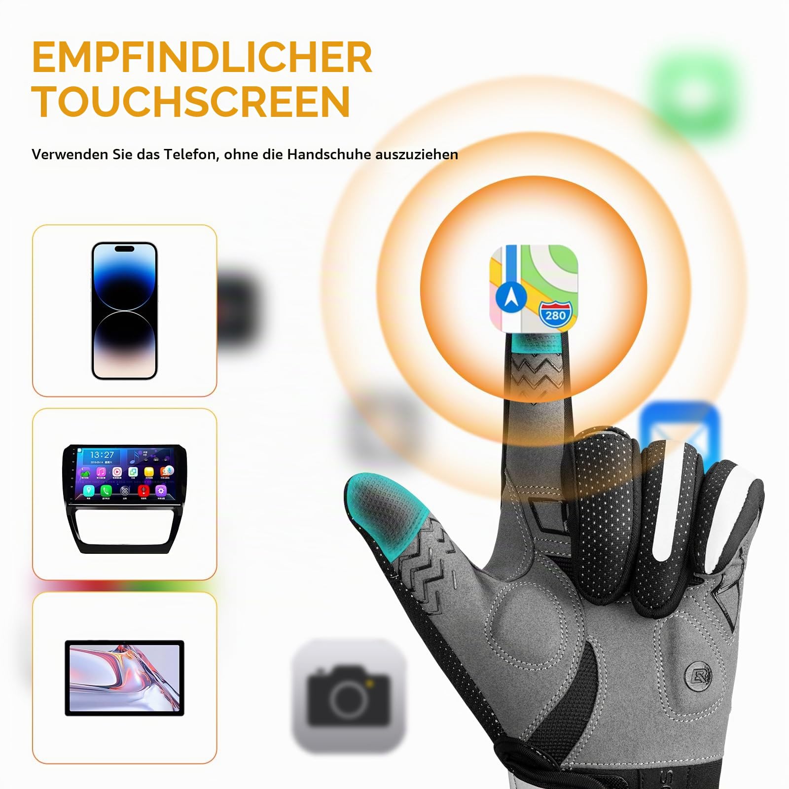 ROCKBROS Beheizbare Handschuhe über USB, Fahrradhandschuhe reflektierend und stoßdämpfend, Winterhandschuhe mit Touchfunktion für Damen und Herren, ideal für Radfahren, Wandern, Büro und Außenbereich