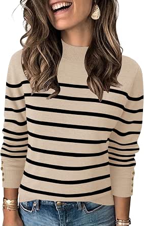 Women's Mock Neck Long Sleeve Knit Pullover Sweater