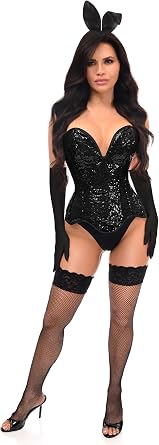 Daisy corsets Womens Daisy Corsets Top Drawer 4 Pc Sequin Corset Bunny Costume