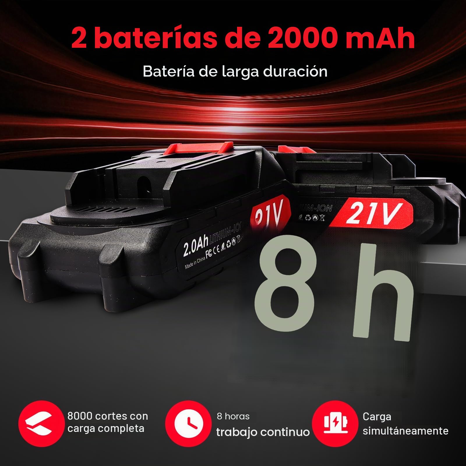 Tijeras de podar eléctricas 30mm, Tijeras de podar bateria con 2 baterías de 21 V / 2000 mAh, 2 Hojas SK5, Larga Duración, Tijeras de podar inalámbricas para jardinería Vides Árbol frutal