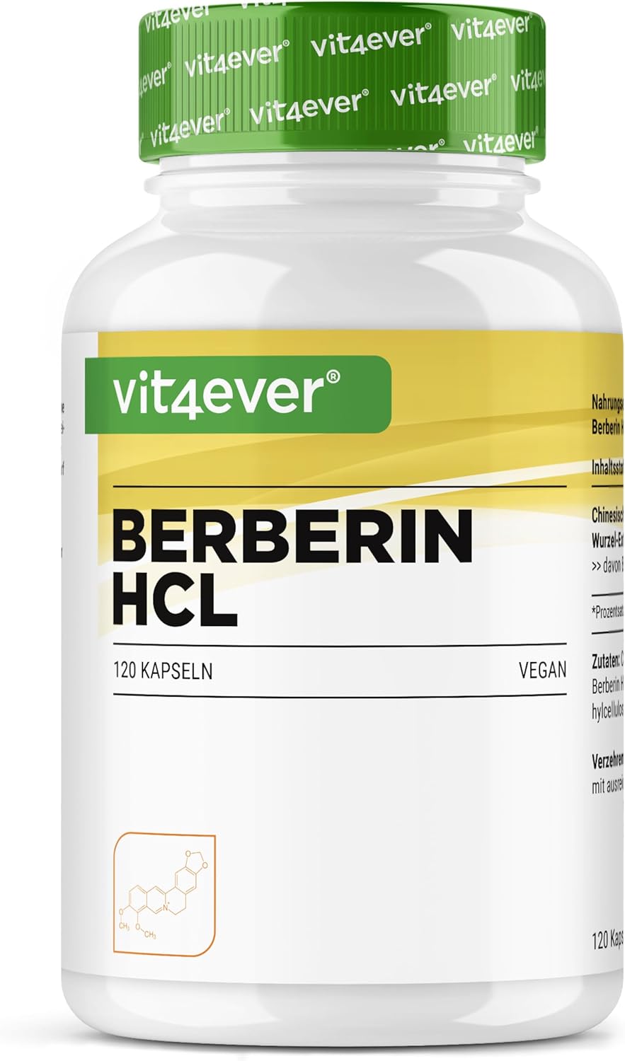 Berberin HCL Extrakt - 120 Kapseln mit 500 mg - Natürliches Berberine - Extra hochdosiert - Pflanzlich, vegan & ohne Zusatzstoffe - Amazon product rated Grade B