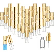 50 Pcs Mini Spray Bottles, 2 Ml Clear Glass Gold Cap