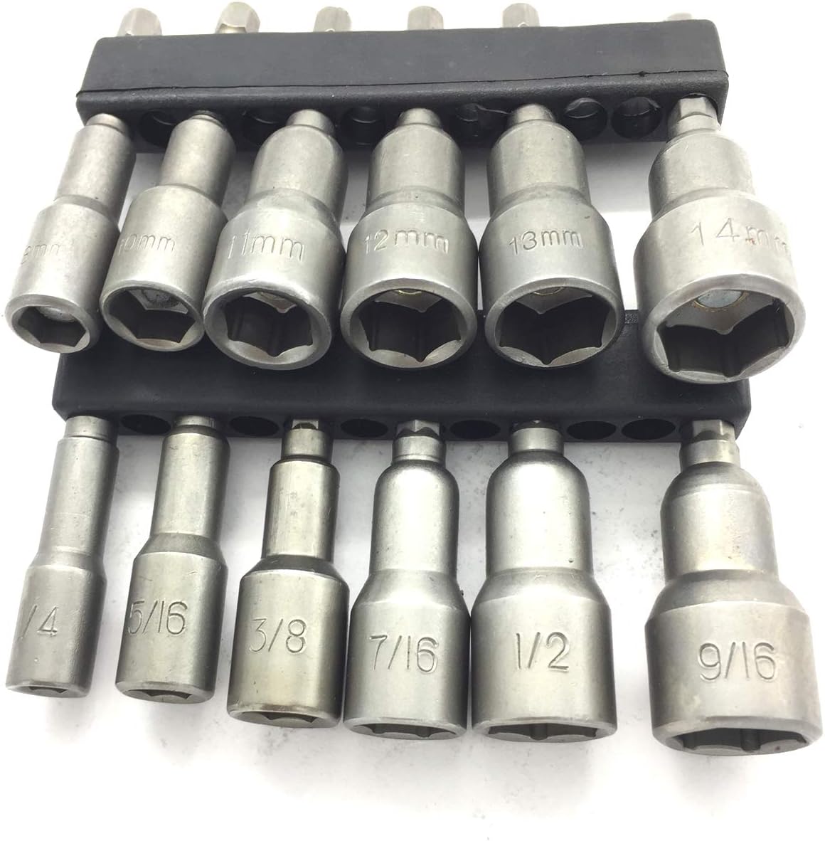 17pc Power Nuts Driver Drill Bit Tools Set Metric Socket Wrench Screw 1/4'' Driver Hex shank/Impact Socket Adapters Set