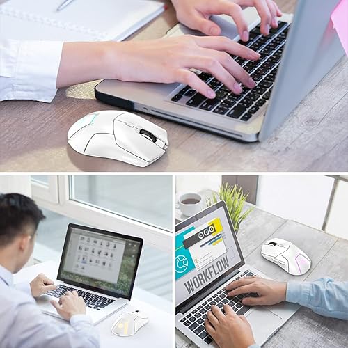 Miniatura 7 de FMOUSE Mouse inalámbrico para laptop, mouse Bluetooth ergonómico con triple modo (Bluetooth dual + 2.4G inalámbrico) 4000 DPI USB-C recargable