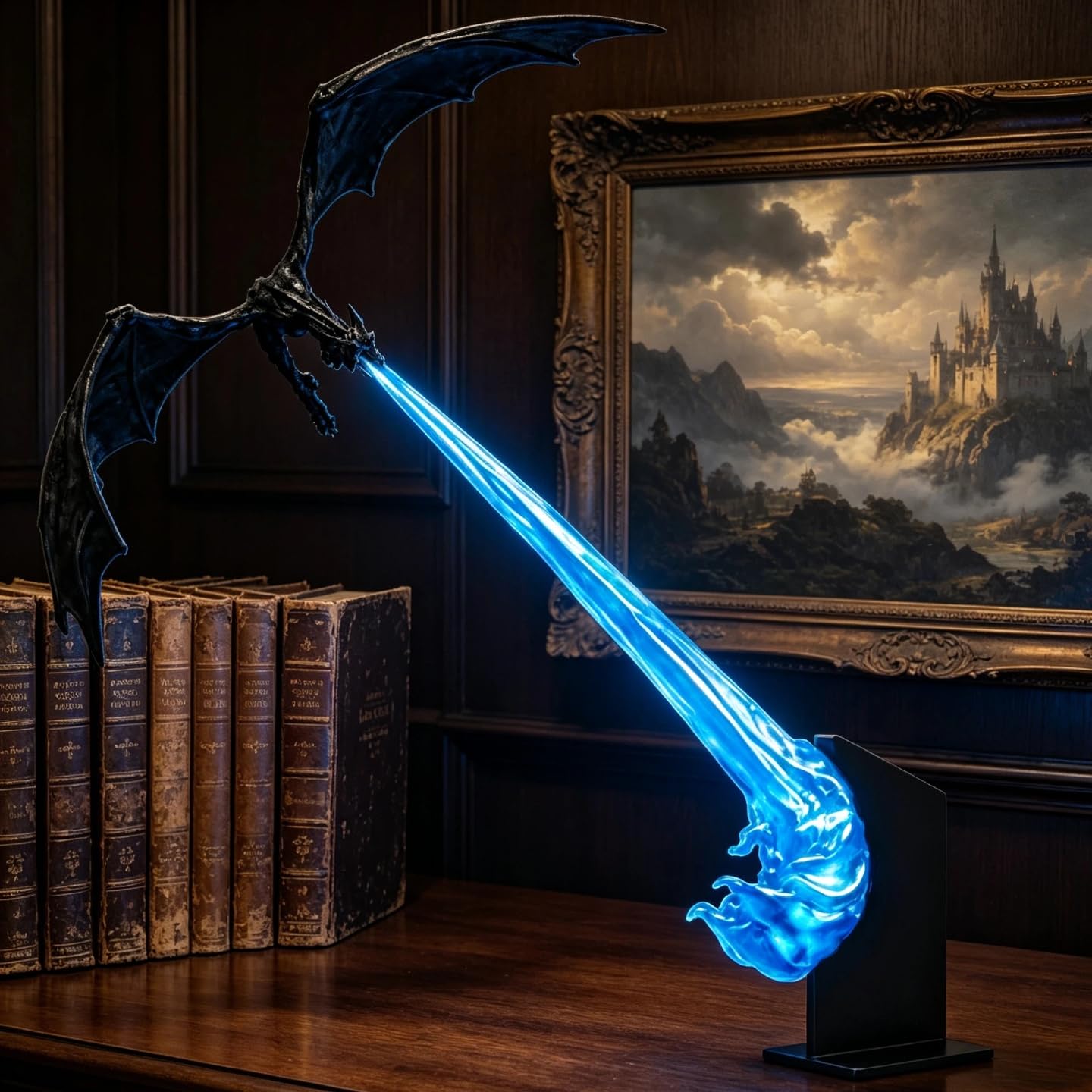 Dragon Bookshelf Nook Light, 3D Printed Fire-Breathing Fantasy Shelf Decor