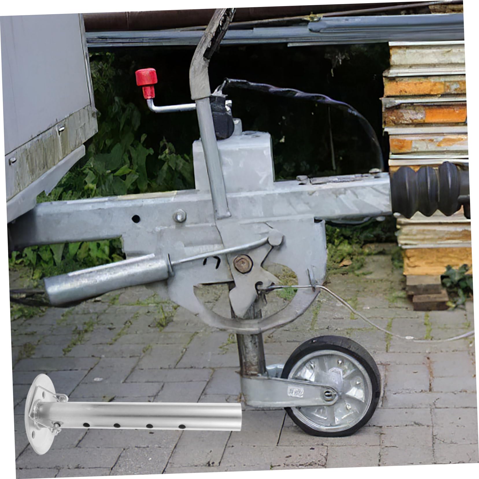 Cabilock Anhängerstütze Wohnwagen für Verstellbarer Höhe Kohlenstoffstahl Handbetriebener Stützfuß aus Stabile in Silber Anhänger und Camper für LKW und Pkw