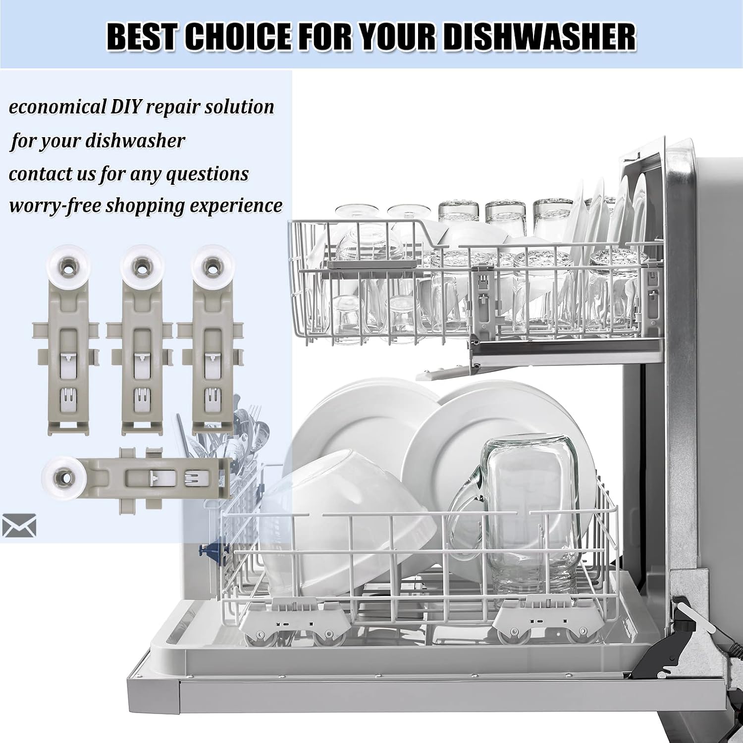 W10888592 Dishwasher Rack Wheels, Dishwasher Upper Dishrack Roller Replacement Parts PS11769236 8575281 WP8575281 (4Pcs)