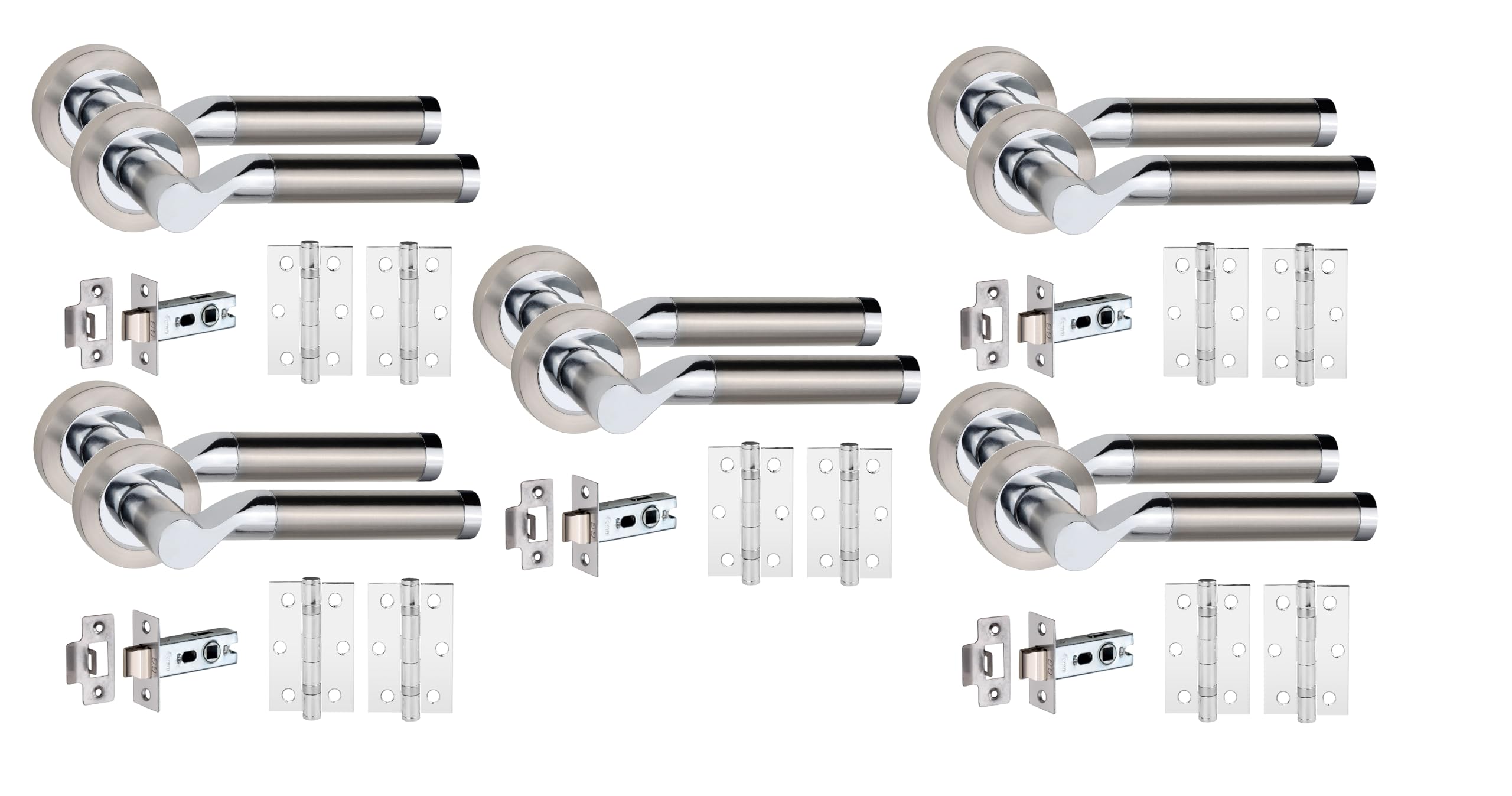 Golden Grace Titan Door Handles Lever, Dual Nickel/Chrome, 5 Pairs
