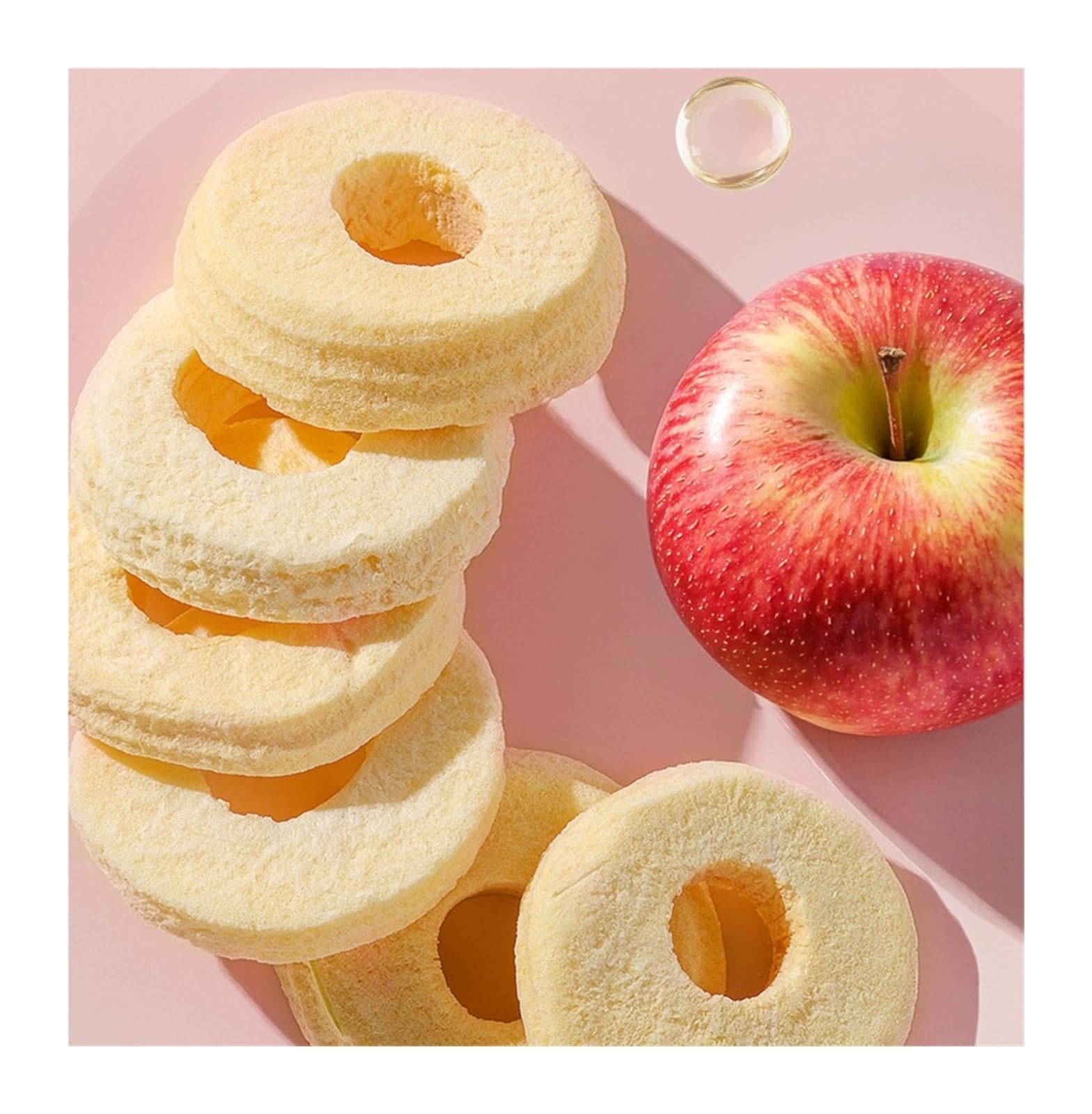 Anillos de manzana liofilizados de corte grueso, 88 g, conservan el sabor y la frescura naturales, con un crujido agridulce(2pcs)