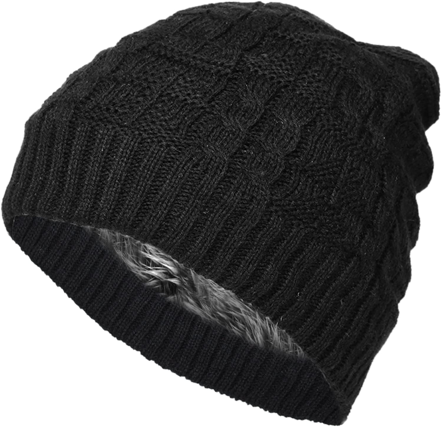 Unisex Beanie Hat Slouchy Warm Knitted Winter Hat Ski Hat Skull Cap Baggy Bobble for Men & Women. One Size