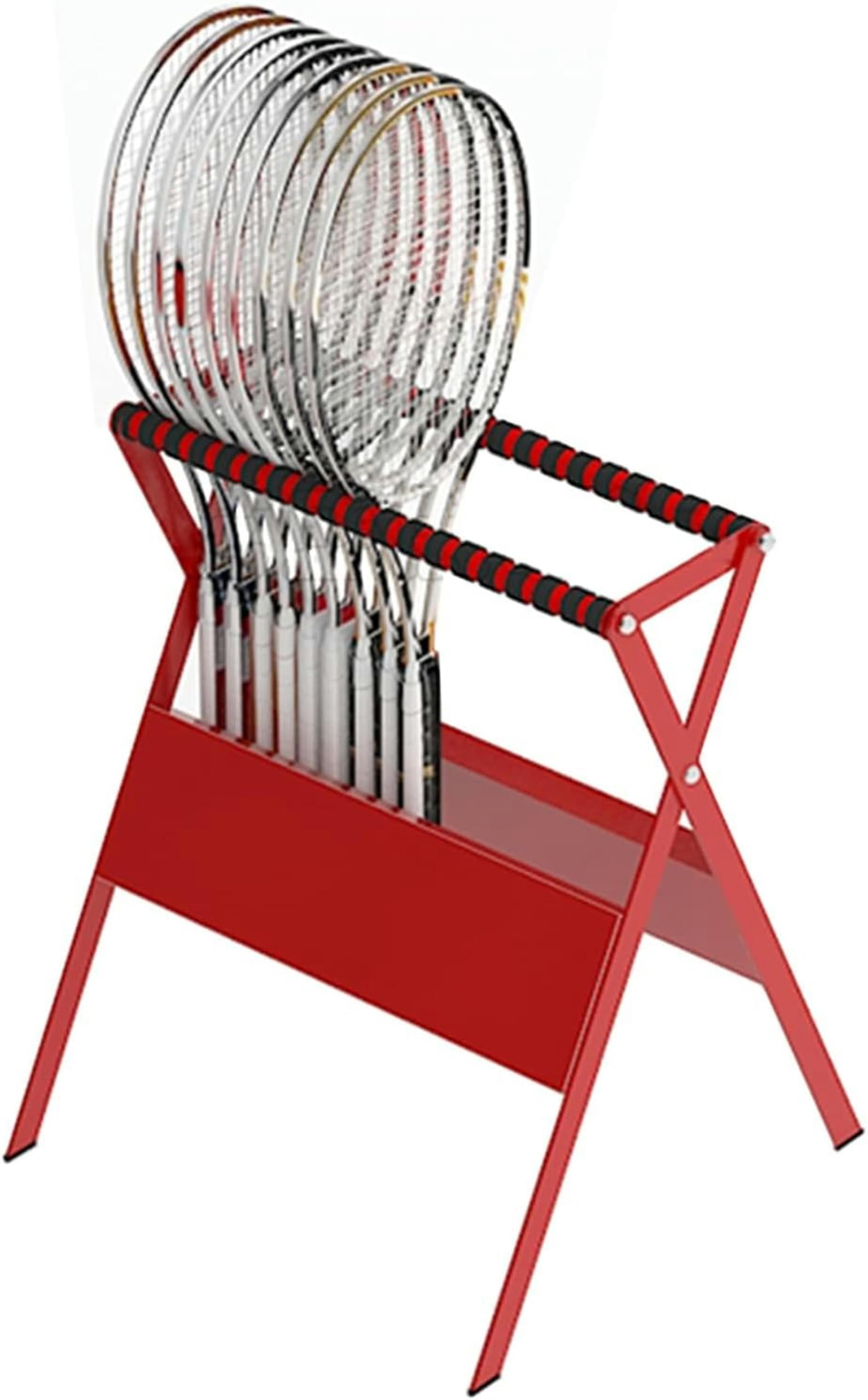 Rangement de raquettes de badminton et support de balles de basket-ball rouge de garage