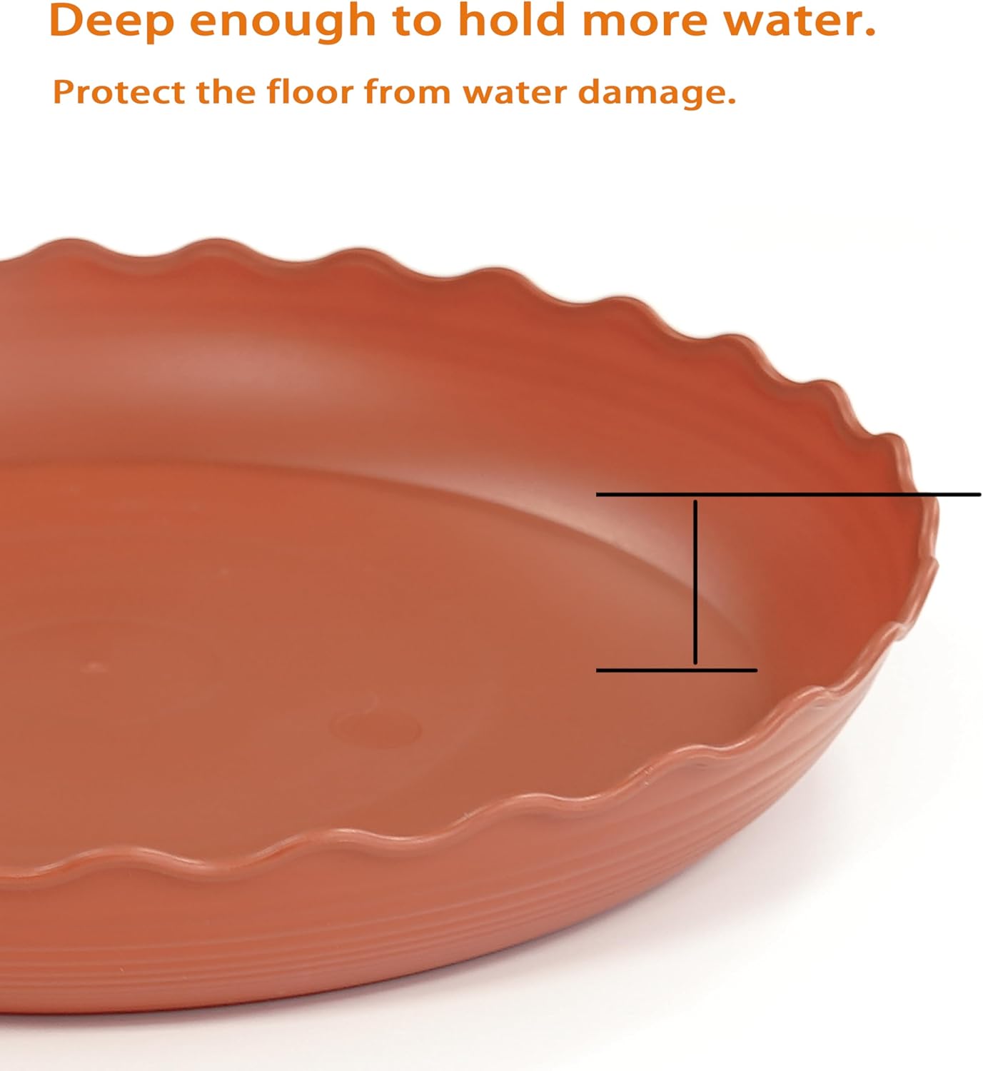 4 Pack of 14 inch Plant Saucer Plant Tray, Plastic Plant Saucer, Heavy Duty Plant Tray for Pots, Plant Saucers for Indoors Planter, Garden Water Plate Bowls for Gallon Grow Bags (Terracotta)