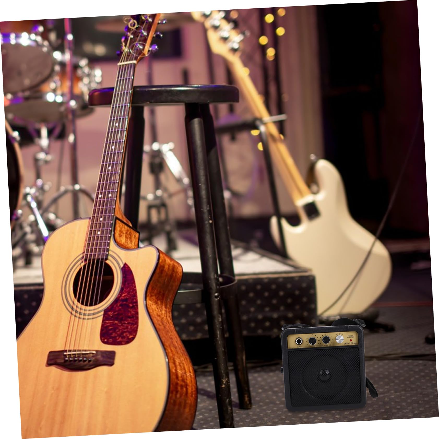 Mini Amplificatore Effetti Sonori Integrati 5w Portatile per Chitarra Elettrica in Plastica e Metallo per Esercitazioni e Performance a Casa