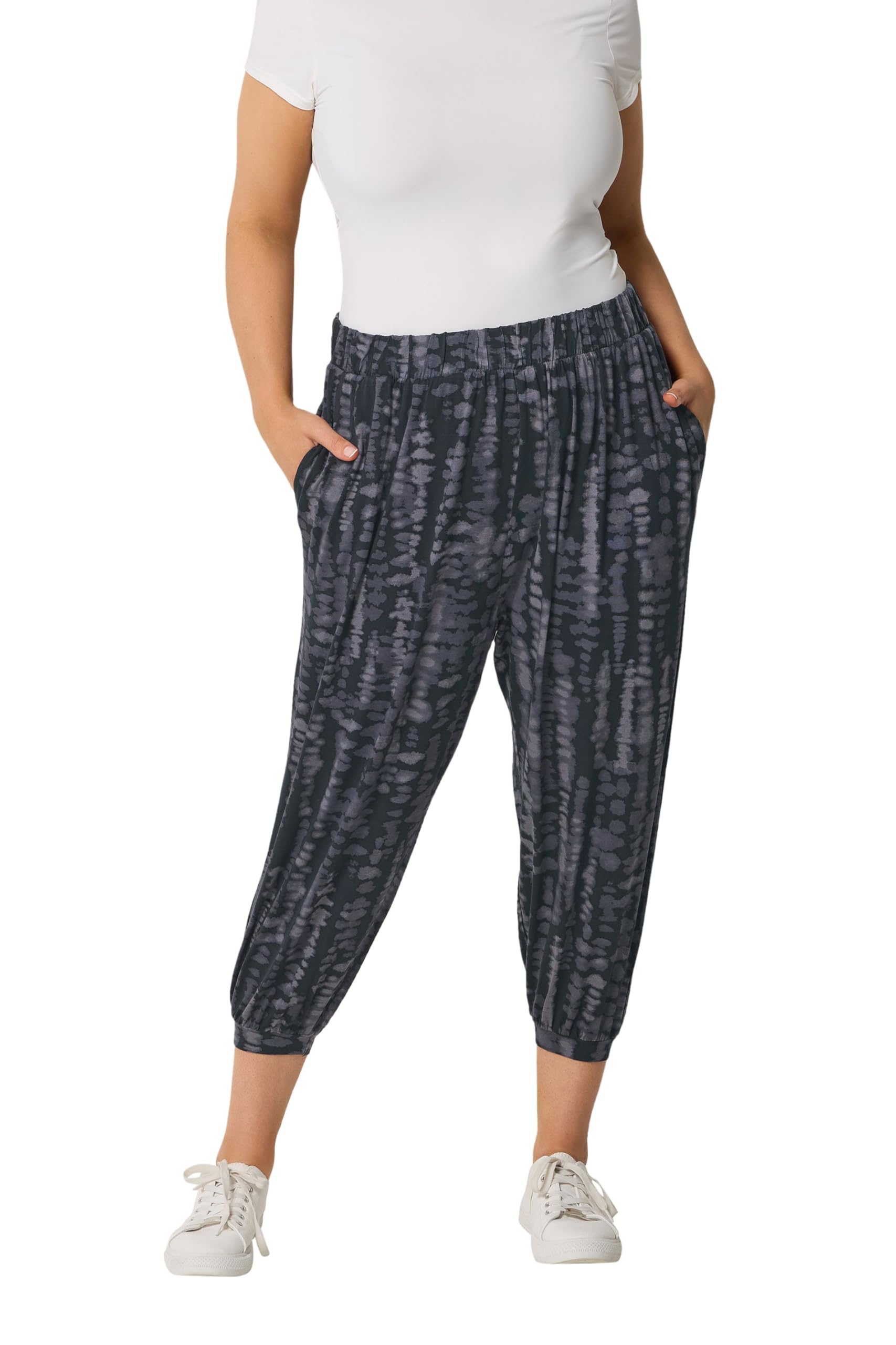 Yours Women's Dark Grey Cropped Harem Trousers In | : 22/24
