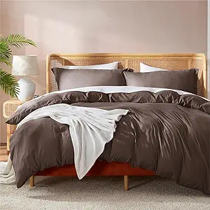 Nestl King Duvet Cover Set with Comforter Insert - Chocolate Brown 4 Piece 104x90 Duvet Cover & 2 Pillow Shams with White Quilted Down Alternative Comforter, Ultra Soft, All Season