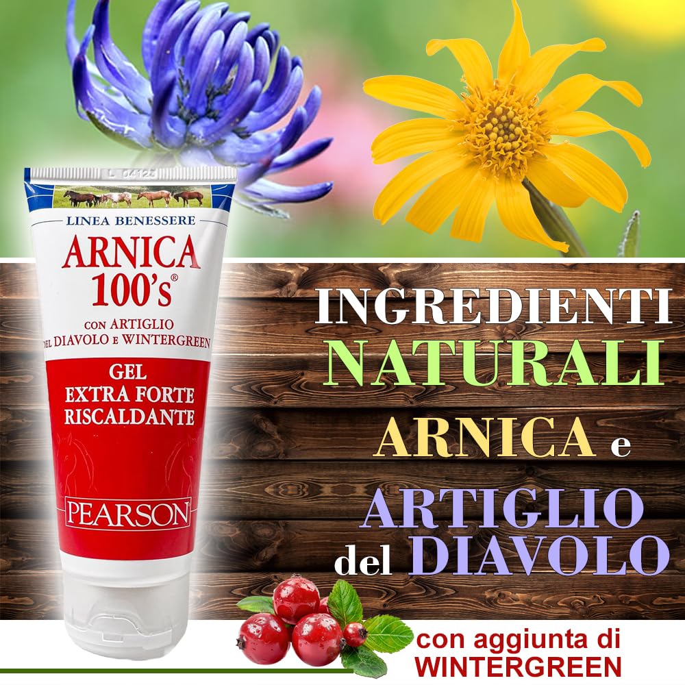 ARNICA 100'S® - Arnica para Caballos, Gel Extrafuerte Calentante Pearson [100ml]. Crema de Árnica Fuerte con Artejo del Diablo y Genciana. Pomada Descontracturante y Relajante (100 ML)