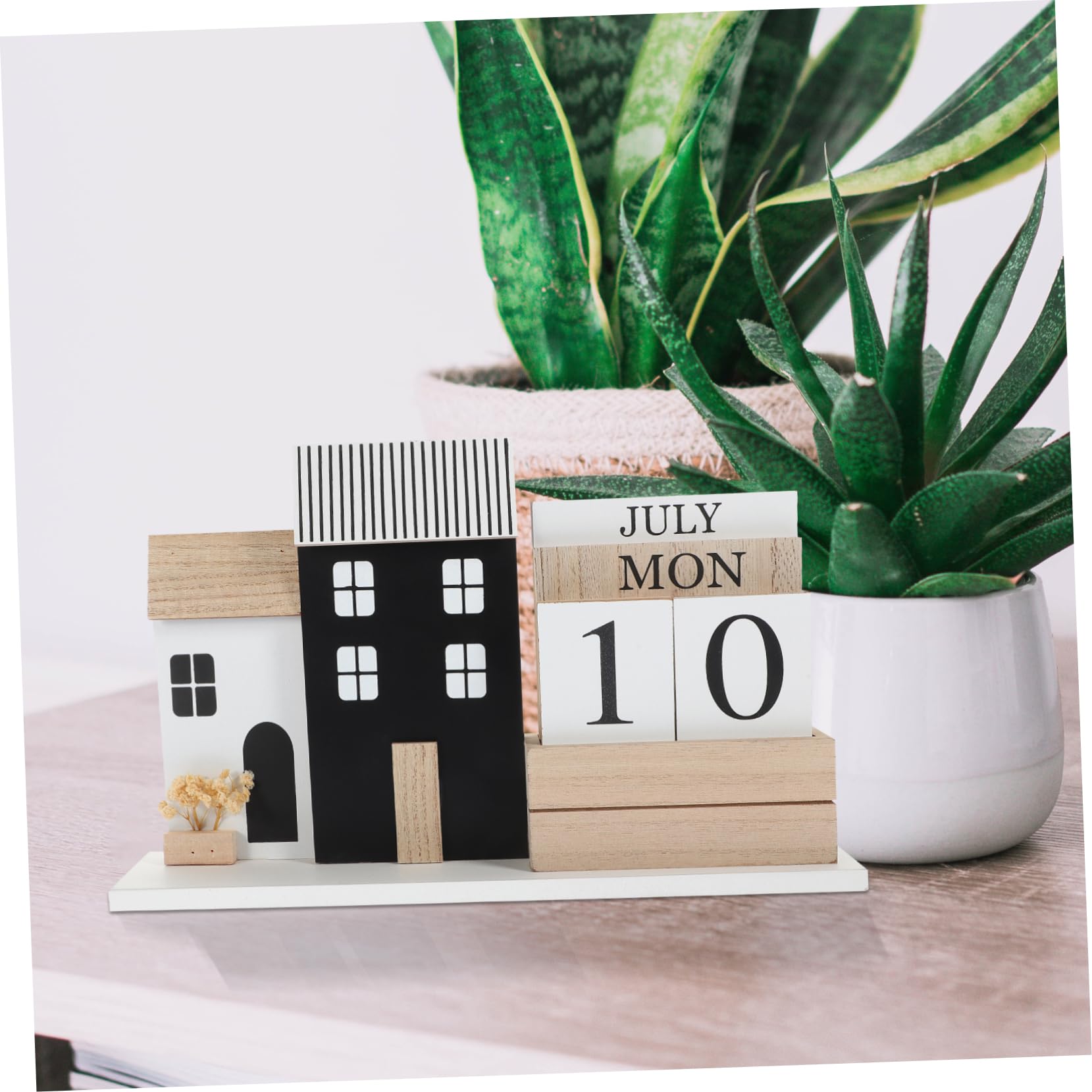 Calendario Da Scrivania in Legno Visualizzazione Di Mese e Data Accessorio Da Ufficio Elegante Per Casa e Scuola Facile Da Modificare