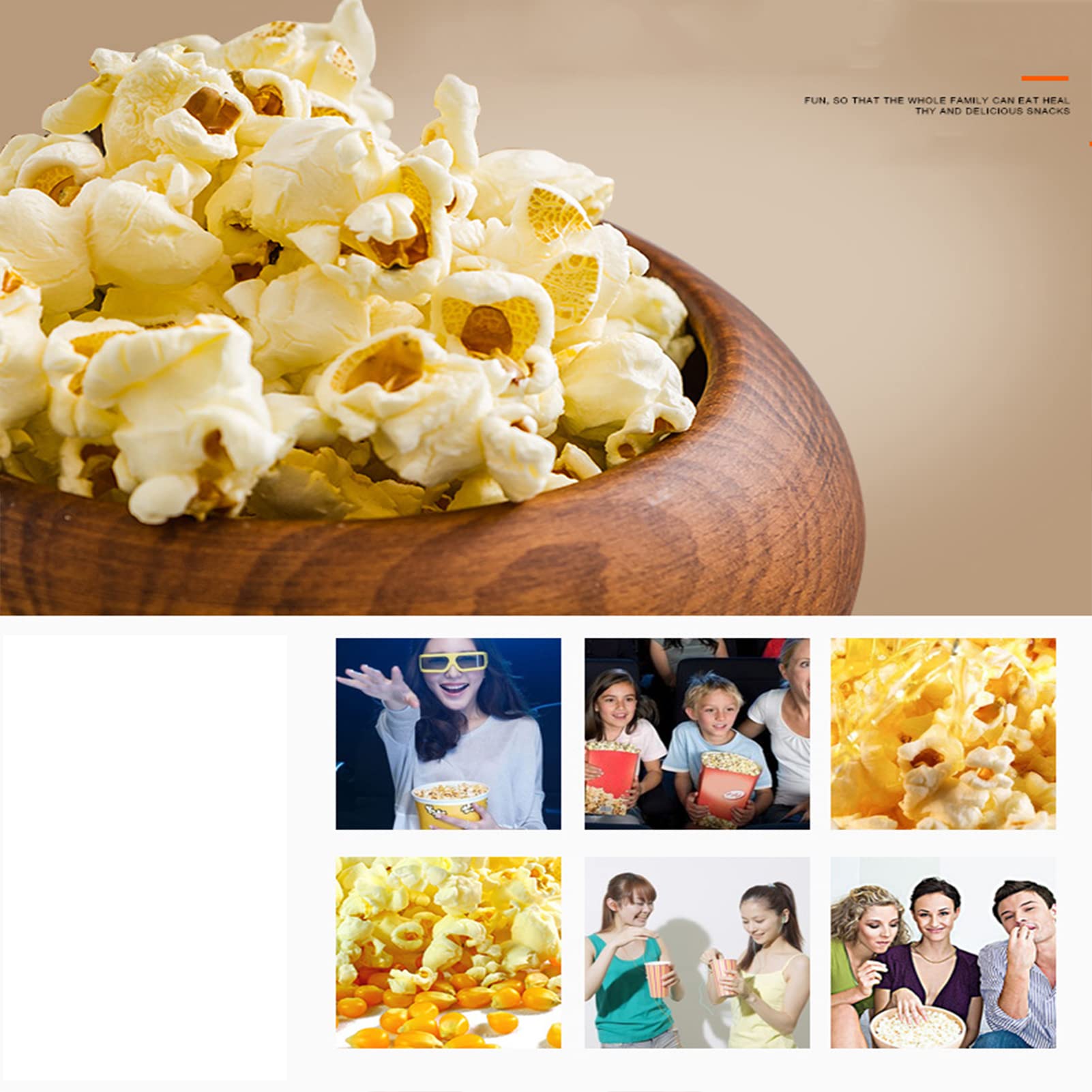 Macchina per Popcorn, Macchina per Popcorn ad Aria Calda, Mini Macchina per Popcorn da 1400 W, con Popcorn a circolazione d'Aria Calda - per spuntini salutari e Senza Grassi - Perf