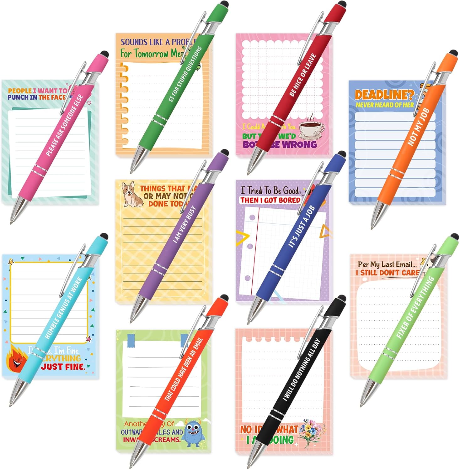 Fancy Land Funny Notepads with Pens Set Sarcastic Gifts for Coworkers to Do List with Sayings Pen for Christmas Office Colleague Nurse Teacher Staff Work Appreciation Supplies 20Pcs - Image 2