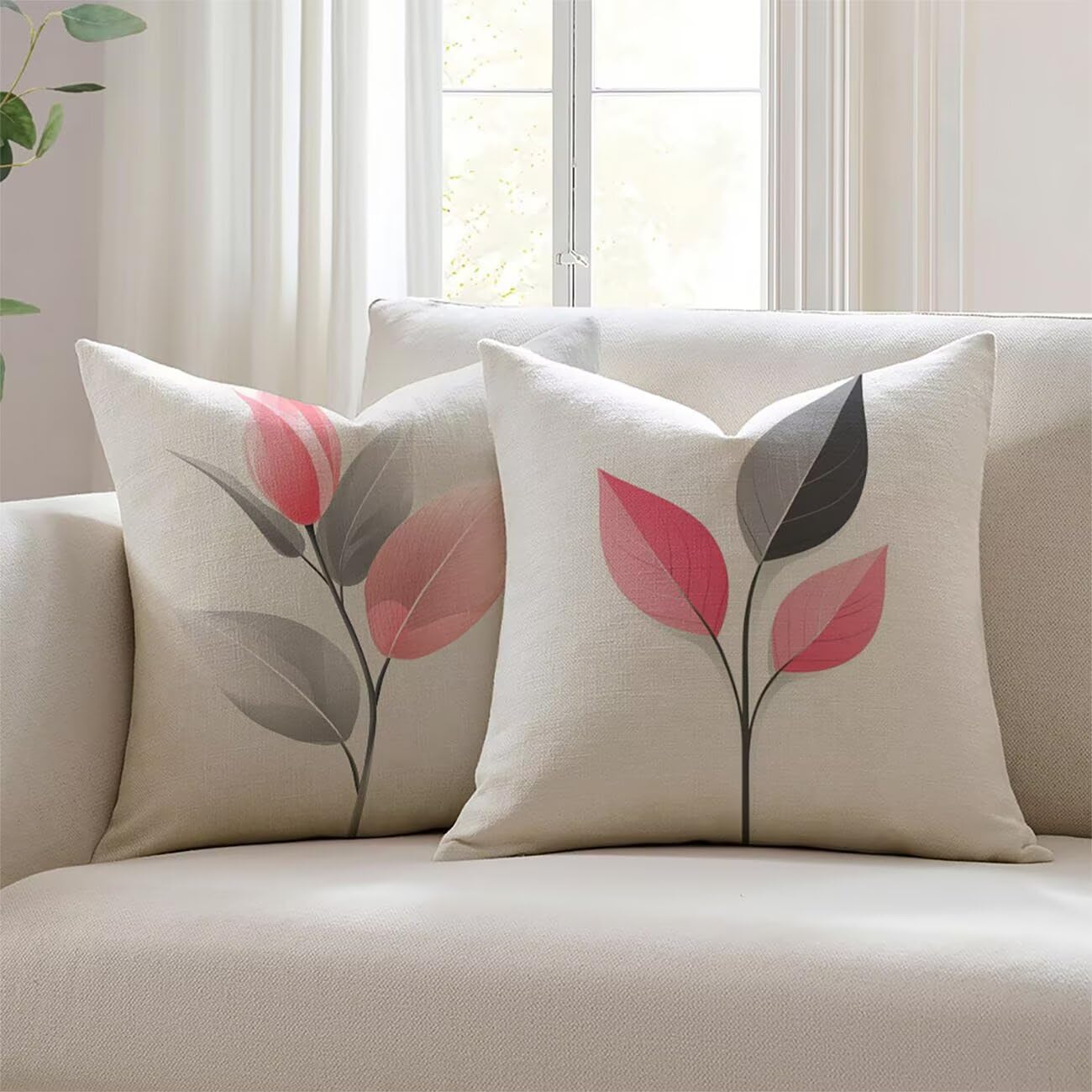 Housse de coussin 18x18inch imperméable en lin déperlant pour salon de jardin Lot de 2 Lejnlnng